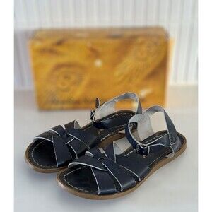 Salt Water Hoy Sandals Size 7 Blue Leather Open Toe Flat Slingback Women